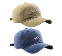 SLAXJNE 2 Casquettes De Baseball pour Hommes, Chapeau en Coton Vintage avec Broderie De Montagne et Protection Solaire