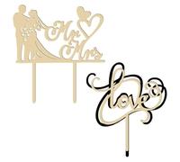 SLAXJNE 2 Pièces Inserts De Gâteau De Mariage, Accessoires De Décoration De Gâteau d'amour, Inserts De Personnages De Mariée Et De Marié, Accessoires De Décoration De Gâteau De Fête
