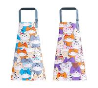SLAXJNE 2 Pièces Tabliers De Chat De Dessin Animé, Tabliers Antisalissure pour Enfants, Licou Imprimés Mignons, Cuisine et Jardinage
