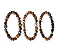 SLAXJNE 3 Bracelets Vintage Noirs Et Bruns, Bracelets pour Hommes, Bracelets en Pierre D’Oeil De Tigre, Perles De Bracelet pour Hommes, Ensemble De Perles De Bracelet