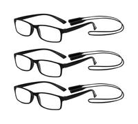 SLAXJNE 3 Pièces De Lunettes De Lecture Et 3 Pièces De Cordon De Lunettes Anti-Chute, Lunettes De Lecture Portables, Lunettes De Lecture Compactes, Cordon De Lunettes Élastique Antidérapant