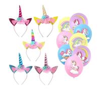SLAXJNE 5 Bandeaux De Cheval Arc-en-Ciel, 8 Ballons De Cheval Arc-en-Ciel, Bandeaux d'art De Dessin Animé, Bandeaux De Princesse, Accessoires De Cheveux pour Filles De Fête De Vacances