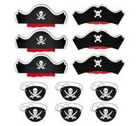 SLAXJNE 6 Pièces Chapeaux De Pirate, 6 Pièces Cache-Oeil, Chapeaux De Pirate pour Enfants, Chapeaux De Pirate pour Anniversaires d'enfants, Fête d'anniversaire d'enfant Fille Pirate
