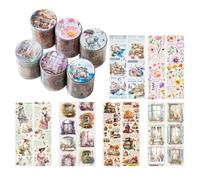 SLAXJNE 6 Rouleaux D'Autocollants en Ruban, Accessoires pour Journal Intime, Accessoires De Scrapbooking, Autocollants pour Journal Intime, Autocollants pour Scrapbooking DIY