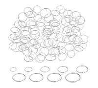SLAXJNE 90 Pièces Anneaux en Métal Porte-Clés Ensemble Rond Anneau Fendu Bricolage Porte-Clés Rond Porte-Clés Bricolage Porte-Clés Décoration