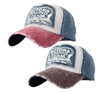 SLAXJNE Casquettes De Baseball 2 Pièces, Casquettes De Baseball Aux Couleurs Bloquées, Casquettes De Baseball Lavées En Détresse, Chapeaux De Soleil Extérieurs, Casquettes De Baseball Rétro Réglables