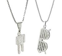 SLAXJNE Collier 2 Pièces, Collier Hip Hop, Collier De Couple, Collier De Lunettes, Collier De Méchant Hip Hop, Collier pour Femmes
