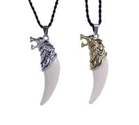 SLAXJNE Collier Pendentif Imitation Dent De Loup 2 Pièces, Collier Personnalisé pour Garçons, Collier Créatif, Bijoux pour Hommes, Collier Pendentif, Collier Rétro