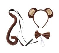 SLAXJNE Ensemble De Costumes De Singe 3 Pièces, Ensemble De Costumes D’Animaux, Ensemble De Costumes De Singe De Spectacle, Queue De Singe, Bandeau Nœud Papillon De Singe