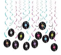 SLAXJNE Ensemble De Décoration Suspendue en Spirale De Disque De Musique Rock De 12 Pièces, Décoration De Fête, Décoration De Disque Vinyle, Disques Décoratifs De Fête Disco