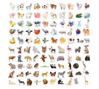SLAXJNE Lot de 100 autocollants d'animaux de la ferme multicolores en PVC auto-adhésifs imperméables pour décoration intérieure et scrapbooking