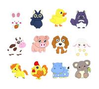 SLAXJNE Lot de 12 Aimants De Réfrigérateur en Forme d'animaux De Dessin Animé, Décorations Magnétiques Mignonnes, Accessoires De Décoration De Réfrigérateur, Réfrigérateurs Et Murs Photo
