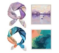 SLAXJNE Lot De 2 Foulards Carrés De Mode pour Femmes - Élégants Accessoires Polyvalents Rétro à Porter