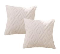 SLAXJNE Lot De 2 Housses De Coussin en Peluche, Housses De Coussin Douces, Housses De Coussin Carrées, Coussins Rétro, Housses De Coussin De Style Simple, Adaptées pour La Maison, Le Bureau, Etc.