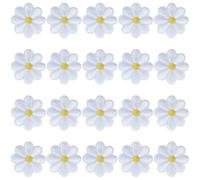 SLAXJNE Lot de 20 écussons brodés à thermocoller ou à coudre en forme de marguerite pour enfants, vêtements, chapeaux, écussons brodés, décoration DIY
