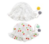 SLAXJNE Pack De 2 Chapeaux Bob, Chapeaux Bob À Motif À Pois Et Cerises, Chapeaux Bébé Réversibles, Chapeaux Pare-Soleil, Chapeaux Bob Doux Et Mignons, Chapeaux Soleil D'Été