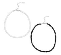 SLAXJNE Pack De 2 Colliers De Coquillages pour Hommes, Chaînes De Clavicule Irrégulières, Colliers De Plage, Colliers De Surf pour Hommes, Colliers Créatifs, Colliers Simples