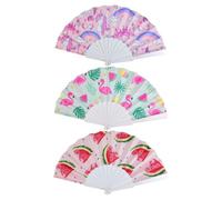 SLAXJNE Pack De 3 Éventails Pliants Imprimés, Éventails pour Enfants, Petits Éventails, Éventails Colorés, Éventails Colorés, Éventails Robustes