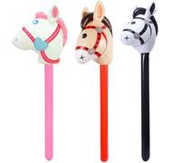 SLAXJNE Pack De 3 Jouets Bâton Tête De Cheval, Ballons Gonflables Cheval, Ballons Gonflables Cheval d'anniversaire, Décorations De Fête d'anniversaire
