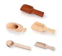 SLAXJNE Pack De 5 Petites Cuillères en Bois, Cuillères À Épices, Mini Cuillères en Bois, Cuillères en Bois De Qualité, Ensemble De Cuillères en Bois, Petites Cuillères en Bois pour Épices