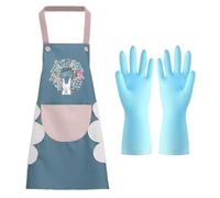 SLAXJNE Tablier Imprimé Dessin Animé 1 Pièce avec 1 Paire De Gants, Grand Tablier De Poche, Tablier De Cuisson, Tablier Imperméable, Tablier De Jardin, Tablier Unisexe (Bleu)