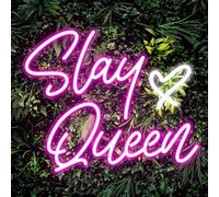 Slay Queen Panneau néon à DEL pour décoration murale | Lampe néon Slay Queen pour chambre à coucher, bar, bureau, dortoirs - 38,9 x 32 cm - Rose