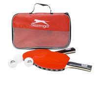 Slazenger – Ensemble de tennis de table 6 pièces – 2 battes, 3 boules – Sac rouge