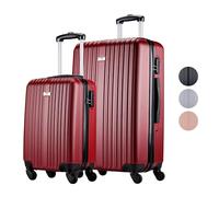 Slazenger Set de valises 2 pièces Trolley bagage à main (S) et valise de voyage grande (M/L) - Set de valises rigides ABS - 360° roulettes - serrure à combinaison - rouge