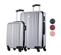 Slazenger Set de valises 2 pièces Trolley bagage à main (S) et valise de voyage grande (M/L) - Set de valises rigides en ABS - 360° roulettes - serrure à combinaison - argenté