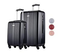 Slazenger Set de valises 2 pièces Trolley bagage à main (S) et valise de voyage grande (M/L) - Set de valises rigides en ABS - 360° roulettes - serrure à combinaison - noir
