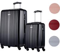 Slazenger Set de valises 2 pièces Trolley bagage à main (S) et valise de voyage grande (M/L) - Set de valises rigides en ABS - 360° roulettes - serrure à combinaison - noir
