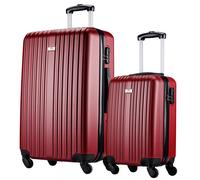 Slazenger Set de valises 2 pièces Trolley bagage à main (S) et valise de voyage grande (M/L) - Set de valises rigides ABS - 360° roulettes - serrure à combinaison - rouge