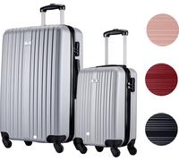 Slazenger Set de valises 2 pièces Trolley bagage à main (S) et valise de voyage grande (M/L) - Set de valises rigides en ABS - 360° roulettes - serrure à combinaison - argenté