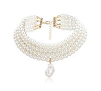 SLCHJX 1pc Fashion White Pearl Collier Perles multi-couches Perles PENDANT CHACKER POUR FEMMES GILANDES BIJOURS CODEAUX 28 + 10 CM