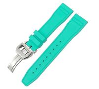 SLCHJX 20 mm x 21 mm 22 mm Fluorouber Soft FKM Watch Band pour IWC Big Pilot Portofino Top Gun Natural Raver Strap Tools, Carré vert clair, 20mm