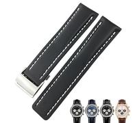SLCHJX 22 mm 24 mm en cuir authentique bande de montre en cuir douce pour les bracelets de boucle pliante en acier