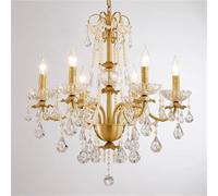 SLCHJX American Retro Gold Luxurious Lrass Crystal Chandelier Villa Living Dining Bedroom Bandle Bougettes Luter Decor Pendante Lampes, Lighting Plafond