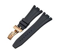 SLCHJX AP Royal Oak Offshore 15400/15202/15703 RABER Silicone Montre Strap Men Accessoires de bracelet de montre 27 mm 28 mm, Noir rose doré, 28mm