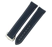 SLCHJX Band de montre en nylon 19 mm 20 mm 21 mm pour Omega Seamaster Diver 300 AT150 Planet Ocean EXT COURVE BLEU BLEU BLEAT WORD WORD (Couleur: Blue Jaune, taille: 20 mm)