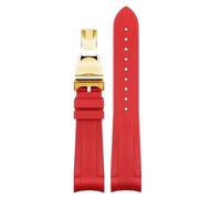 SLCHJX Bande de montre en caoutchouc pour Tudor Black Bay Gmt Watch Strap Curbed Ending Backle Black Blue Red 22 mm Bande de bracelet
