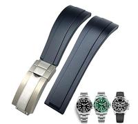 SLCHJX Bandle de surveillance en caoutchouc de 20 mm pour Daytona Submariner GMT Yacht-Master Oysterflex Silicone Boucle de déploiement