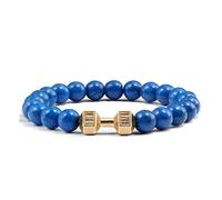 SLCHJX Bijoux de charme Bracelets perlées, Bracelets de perles turquoise bleu foncé naturel, Haltans dorés Braceuses pendentifs, bracelet en cristal élastique bijoux en cristal pour hommes femmes