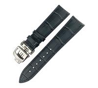 SLCHJX Boucche de monator à toile de vache de 21 mm 21 mm pour Jaeger LeCoultre Master Watch Soft Black Brown Bleu en cuir Bracelets en cuir pliant