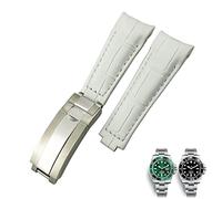 SLCHJX Bouettes en cuir de 20 mm à bout incurvé ajustement pour 116610 Submariner Oyster GMT Daytona Slide Lock Backle CowHide Bracelets