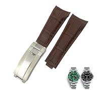 SLCHJX Bouettes en cuir de 20 mm à bout incurvé ajustement pour 116610 Submariner Oyster GMT Daytona Slide Lock Backle CowHide Bracelets