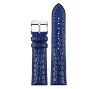 SLCHJX Bracelet de luxe en cuir souple bleu avec fermoir papillon 18 20 mm 22 mm pour homme, 20 mm