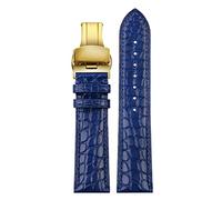 SLCHJX Bracelet de luxe en cuir souple bleu avec fermoir papillon 18 20 mm 22 mm pour homme, 20 mm