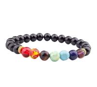 SLCHJX Bracelet de mode 8Mm coloré Yoga Chakra fait à la main perlé hommes femmes obsidienne Simple personnalité mode ornements rétro