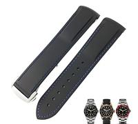 SLCHJX Bracelet de montre en caoutchouc - 20 mm - 22 mm - Boucle déployante - Bracelet de montre noir bleu rouge pour bracelet Tudor Black Bay pour homme, 22mm