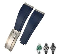 SLCHJX Bracelet de montre en caoutchouc Metal Link - Extrémité incurvée - 20 mm - Pour Daytona GMT Watch, Yacht Master, Submariner - Mode - Vert, 21mm